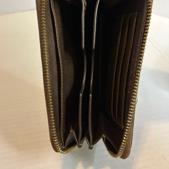 Michael Kors Bronze Monogram Zip-Around Wallet with Gold Plaque - Picture 7 of 10